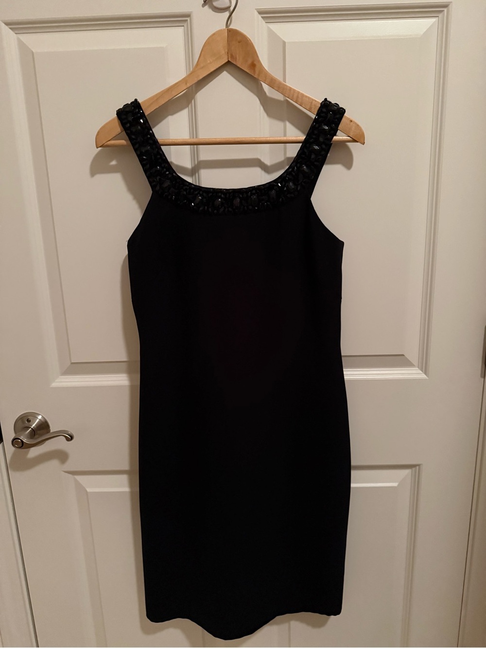 JS Boutique Beaded Halter Neck Cocktail Dress Womens Size 6 Black Chiffon EUC